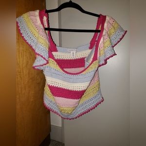 Size large cap sleeve crocheted crop top